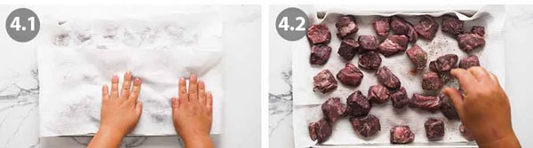 Bước 4: Làm khô thịt và ướp thịt bò