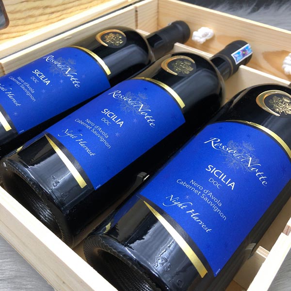 Chai rượu vang Rosso di Notte Nero d'Avola Cabernet Sauvignon DOC vùng Sicilia