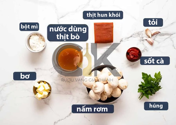 Nguyên liệu cho món Coq au Vin