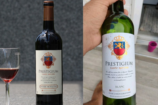 2 chai vang Prestigium Cuvee Special Rough Sec / Blanc Sec